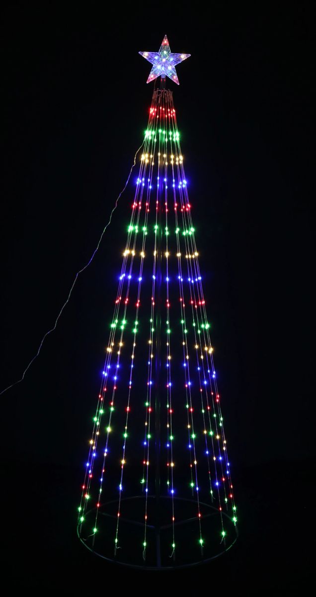 210cm Multicolour Christmas Tree Star Top & 363 Bright LED Lights